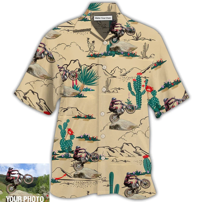 Motorcycle Trials Desert Mountain Custom Photo - Hawaiian Shirt